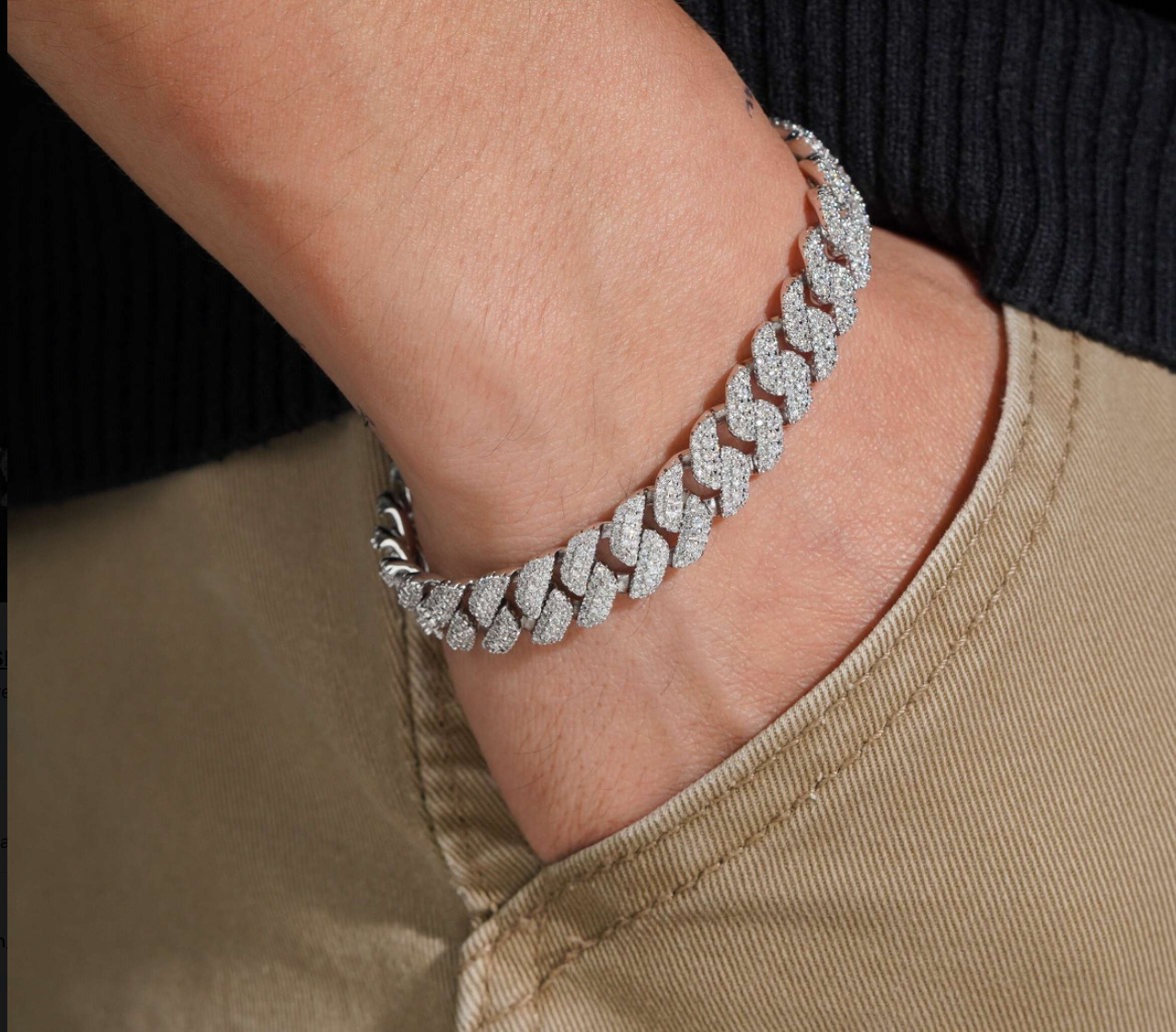 Bracelet 10mm Hip Hop VVS Moissanite Bracelet Brass Moissanite Cuban Link Bracel