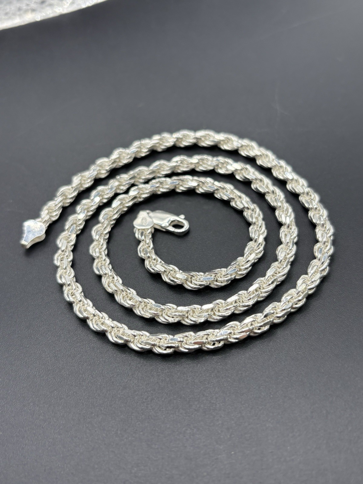22″ New Condition Sterling Silver 5MM Rope Chain Necklace 42 Grams A27