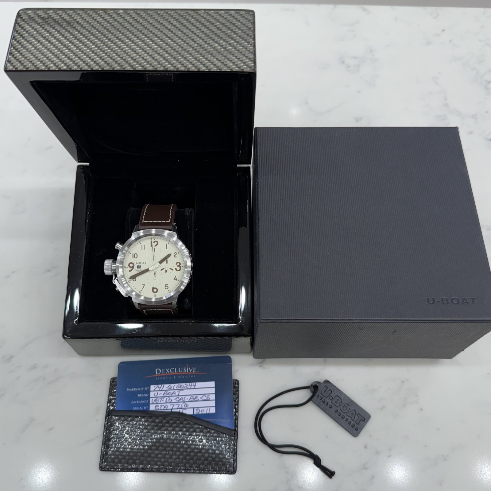 U-BOAT Watch U-7750/50 Chrono 50 mm Steel Leather Auto Men’s Serviced Box