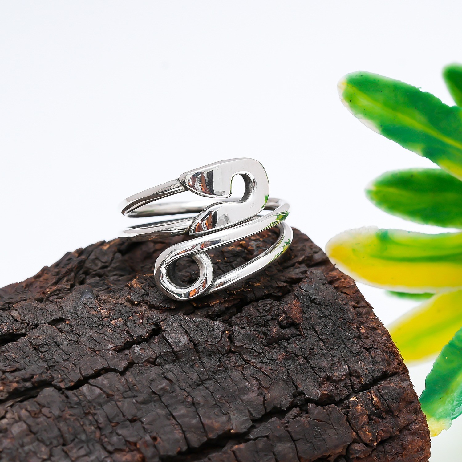 Safety Pin Ring 925 Sterling Silver Handmade Protection Charm Band Gift Jewelry
