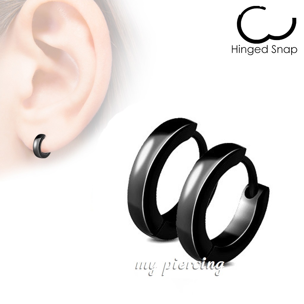 Pair Classic Plain Dome 2.5mm Width PVD Stainless Steel Hoop Huggie Earrings