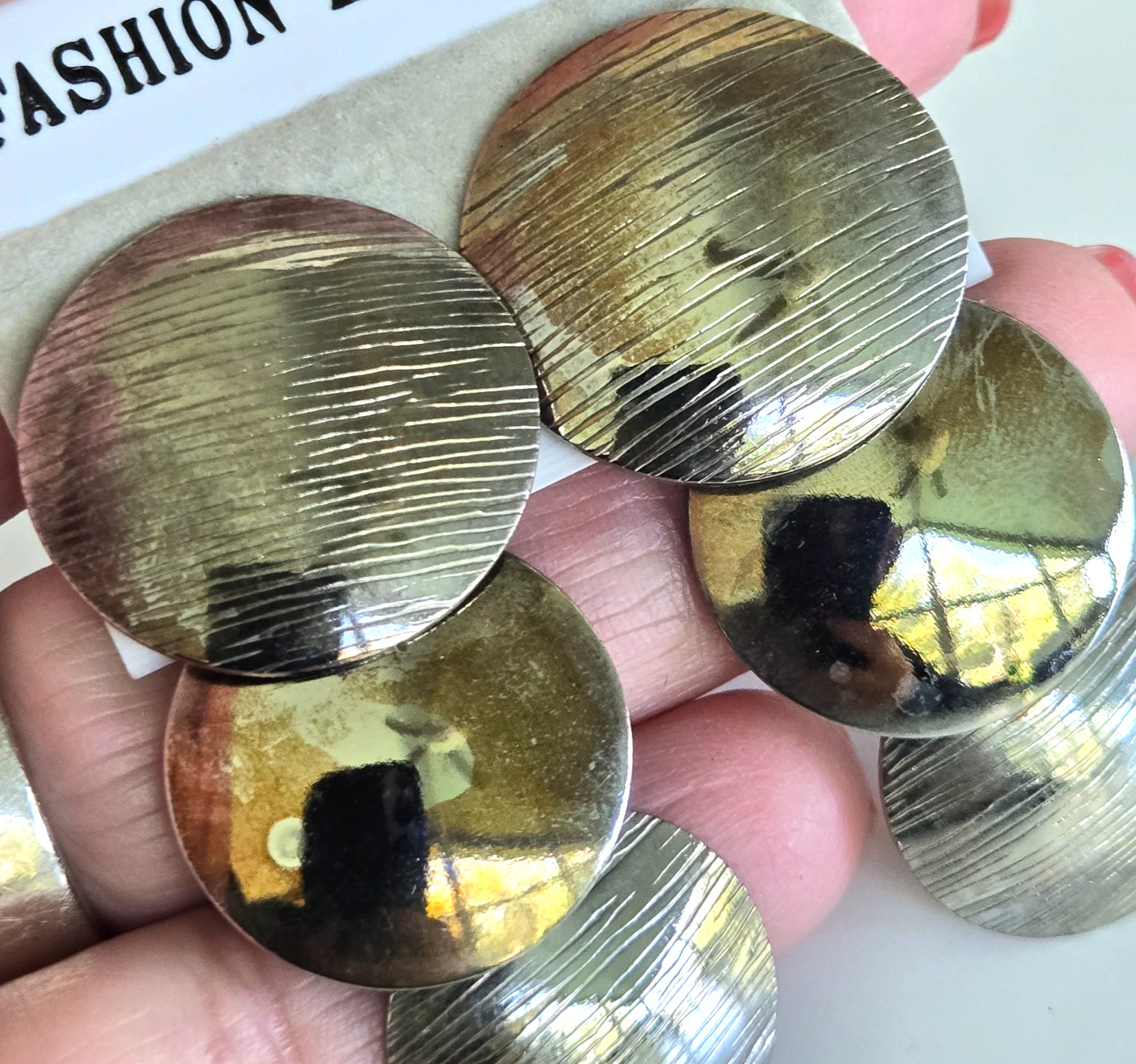 Vintage 3 Tapered Disc Link Silver Tone Dangle Pierced Earrings 2-1/8″ in Card
