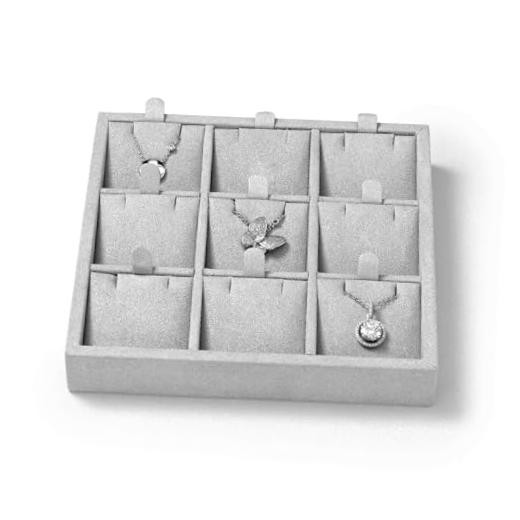 Microfiber 9 Slots Jewelry Pendant Display Tray Travel Modular Jewelry P13512