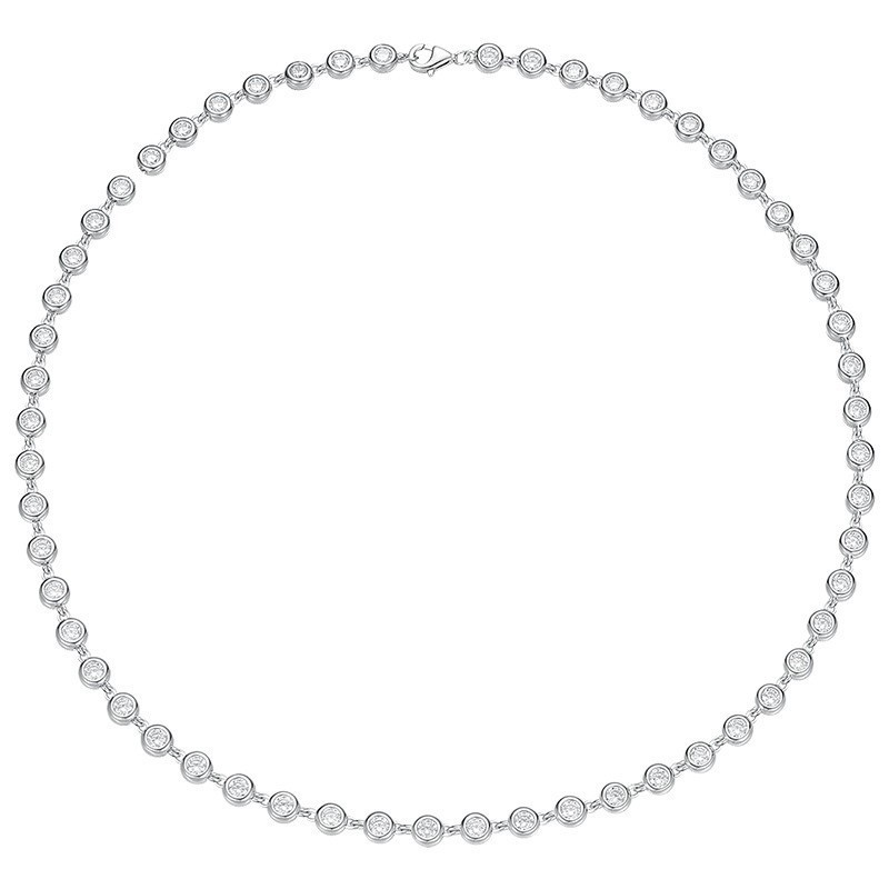 3-4mm Moissanite Tennis Chain Necklace 925 Sterling Silver Elegant Lady Jewelry