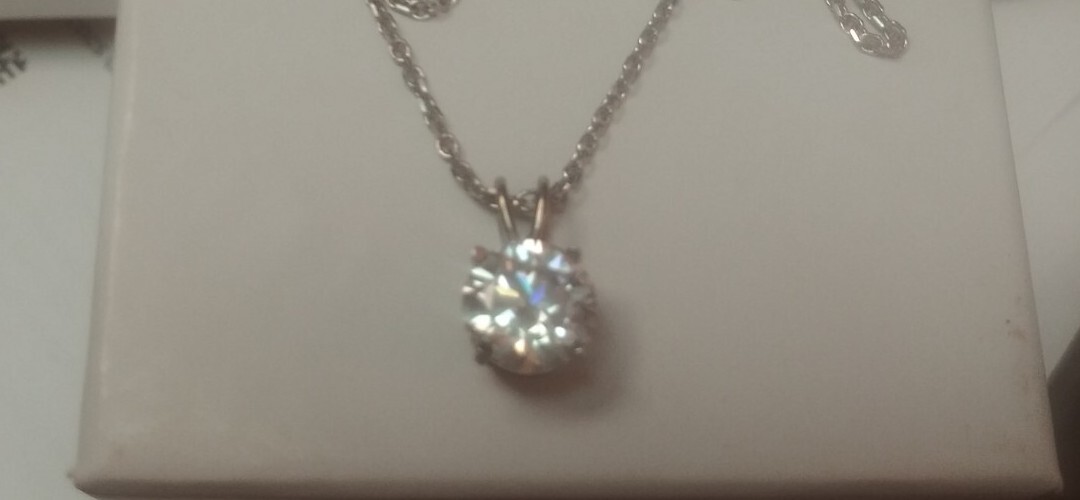10K Solid White Gold 8mm 2ct Diam. Size Moissanite Pendant Only! $399.