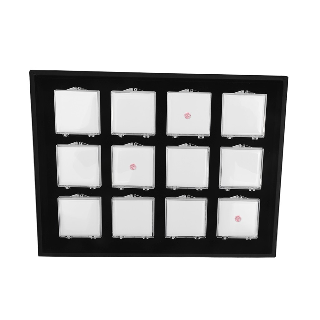GemTrue Gemstone Display Box Tray Set Box with Sticky Gel Pad DK21674-12 White