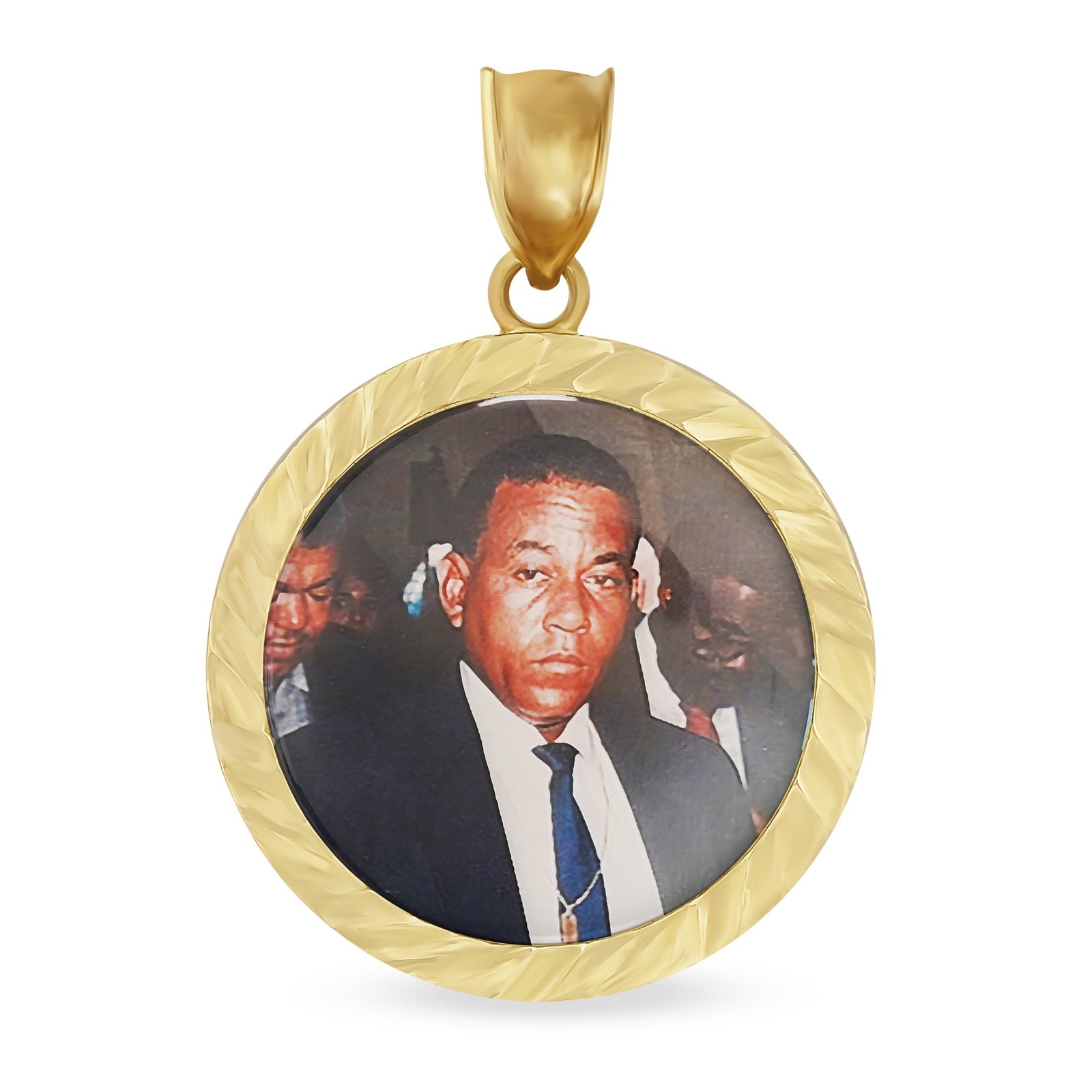 10k Gold Memorial Picture Classic DC Round Pendant Necklace