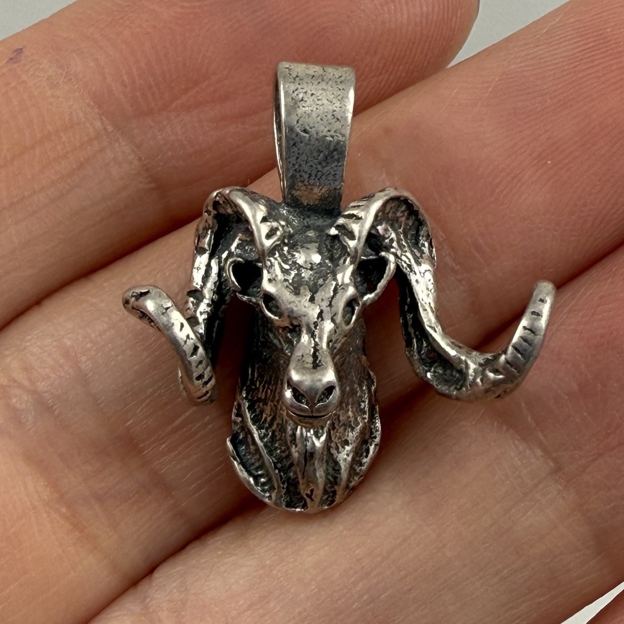 Vintage 3D Ram Sterling Silver 925 Pendant 3.6 Grams