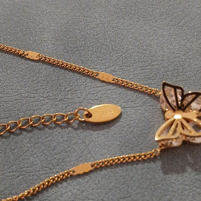 Gold Over Stainles Steel Butterfly Necklace Curb Link Chain Lobster Final Sale!