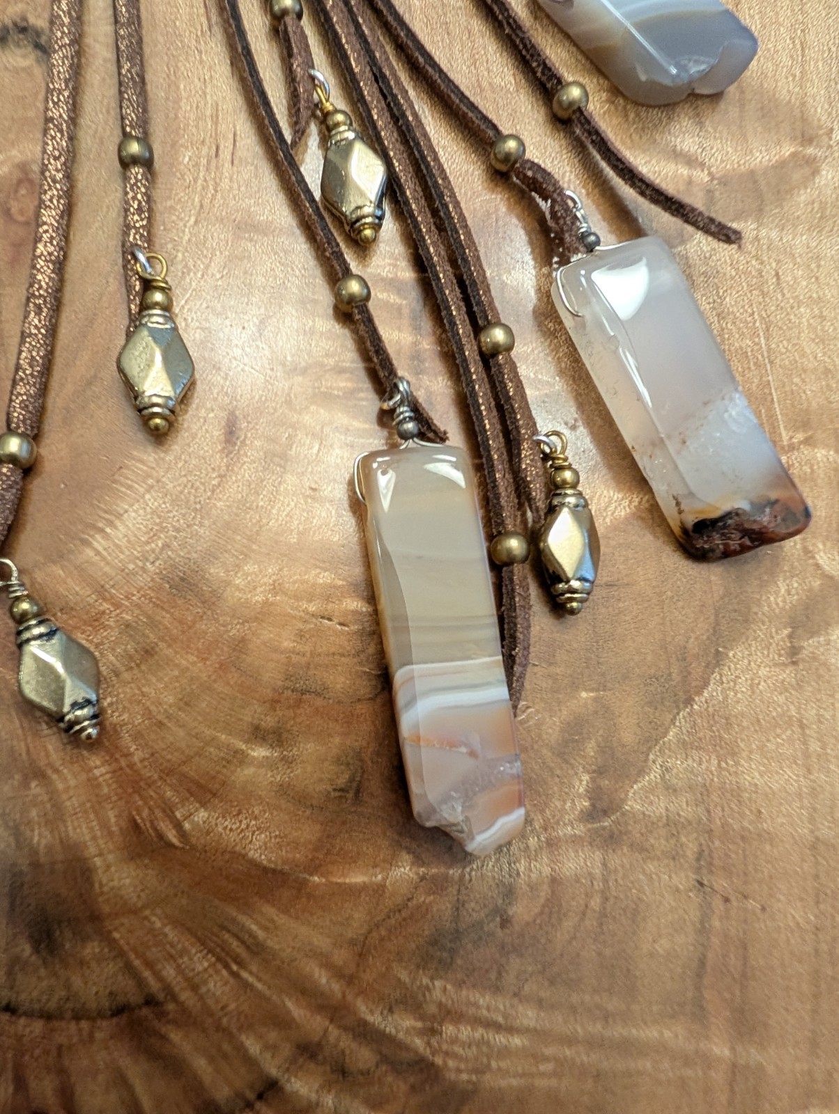 Nakamol Leather And Agate Necklace/Plus 2 Bracelets