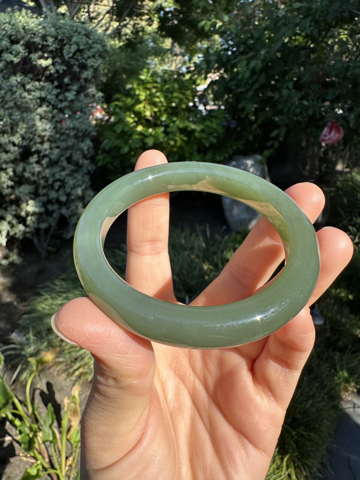 57mm High-grade Oily Water Green Blue Nephrite Bangle Bracelet | 57口蓝绿和田玉手镯
