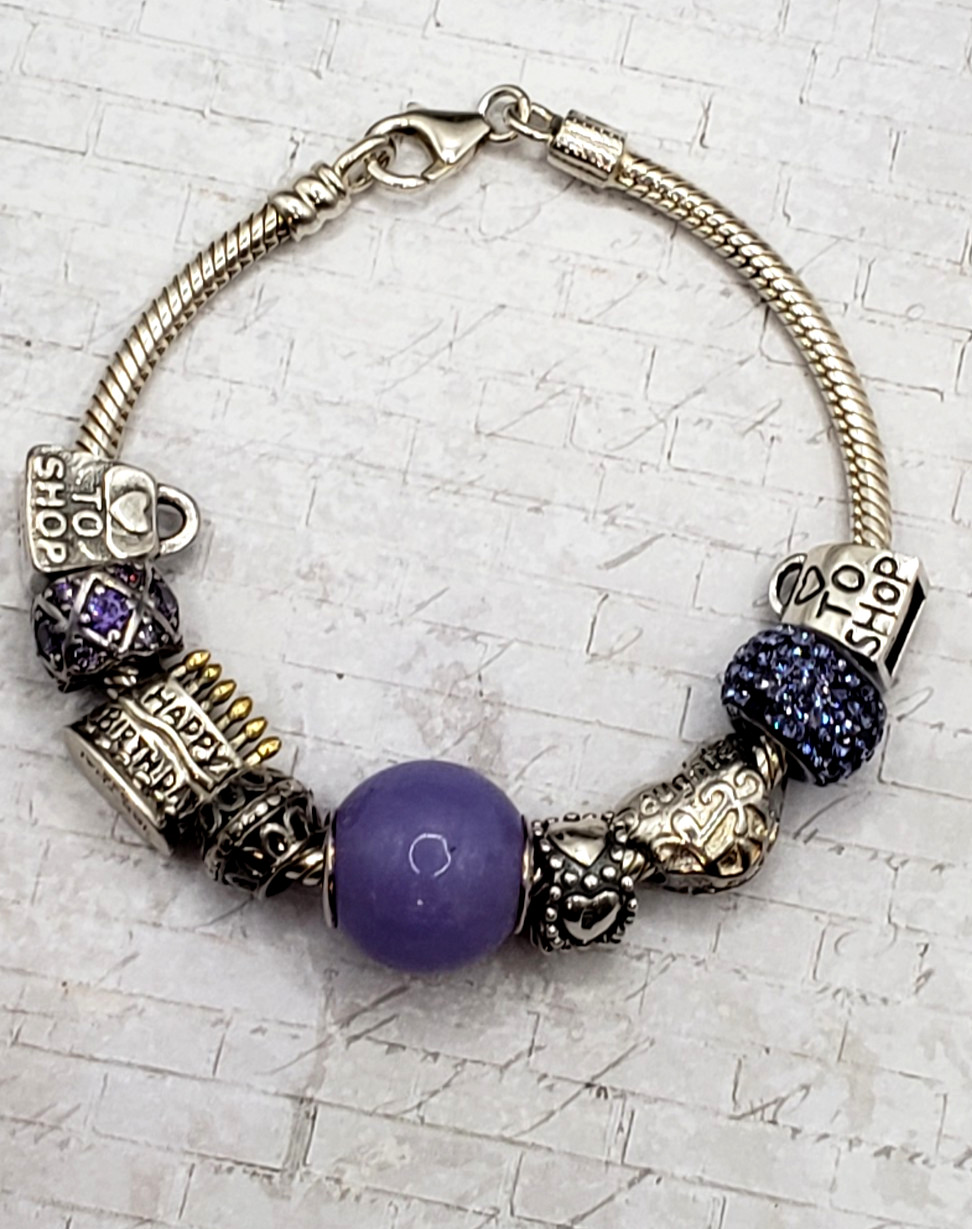 Chamilia 925 Sterling Silver Charm Bracelet w/ 9 Charms Daughter Birthday Shop