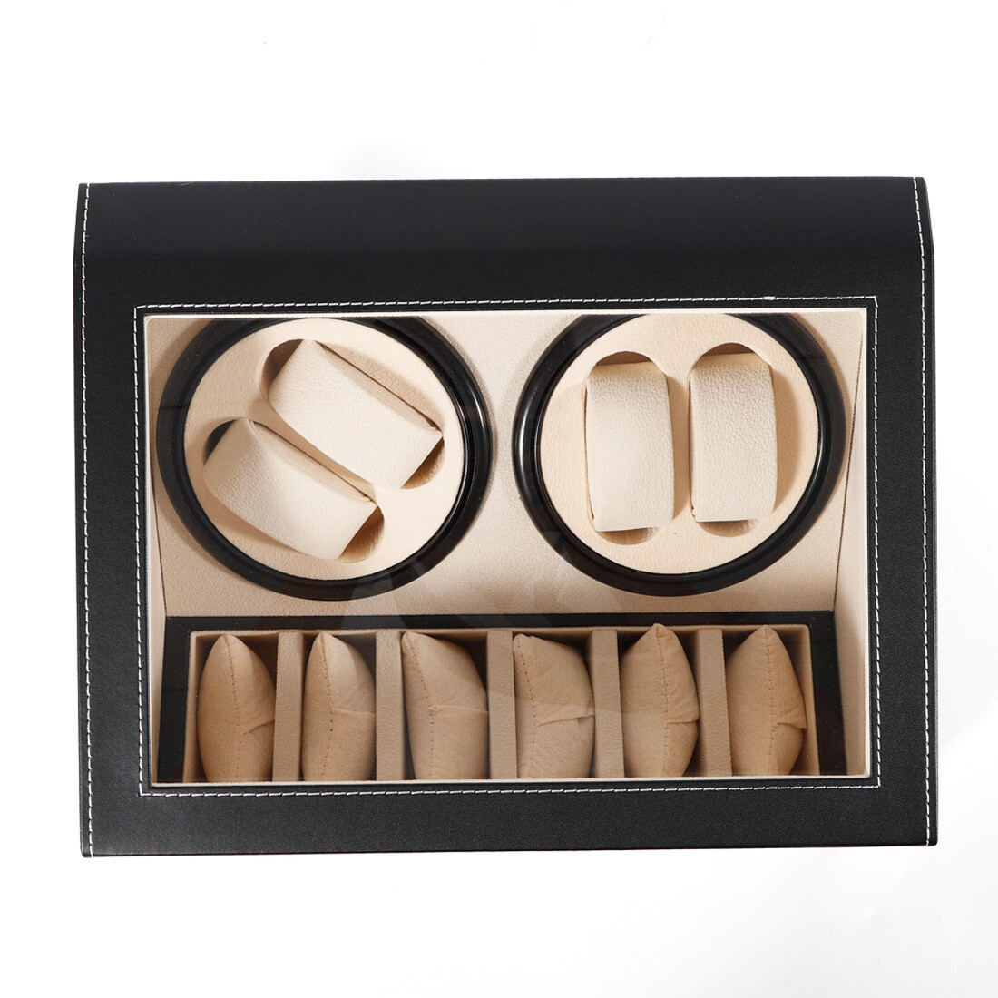 4+6 Automatic Rotation Watch Winder Display Case Wooden Storage Box US