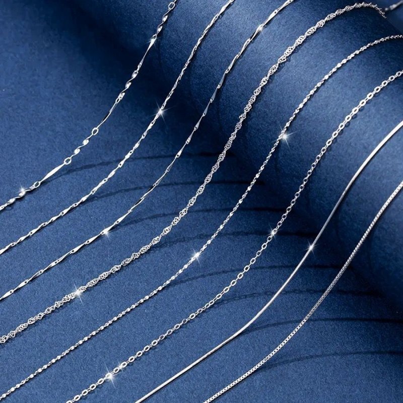 1pc 925 Silver 1MM Box Chain Necklace For Pendant Women Men Jewelry Wholesale