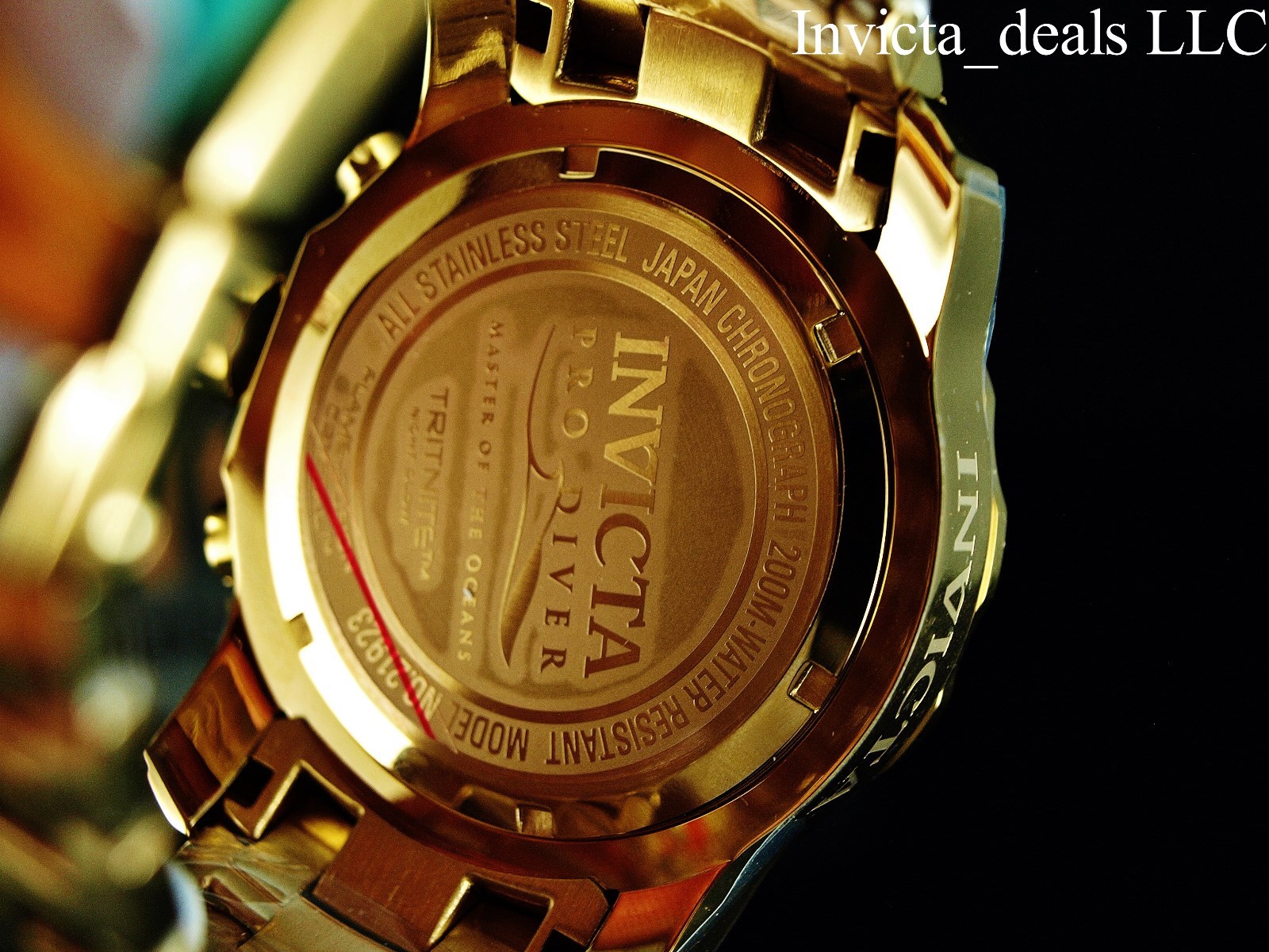 Invicta Men’s 48mm Pro Diver SCUBA Chronograph Blue Dial 18KT Gold Plated Watch