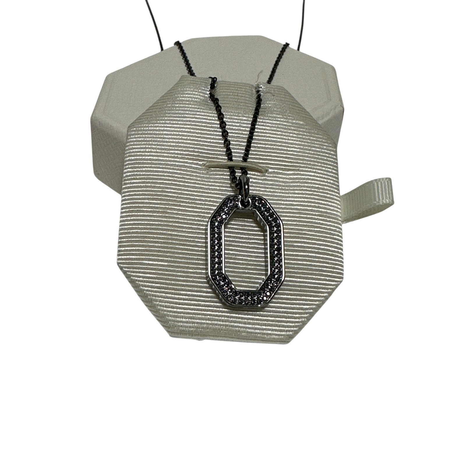 Swarovski Dextera pendant Octagon shape, Black, Ruthenium plated Long Necklace