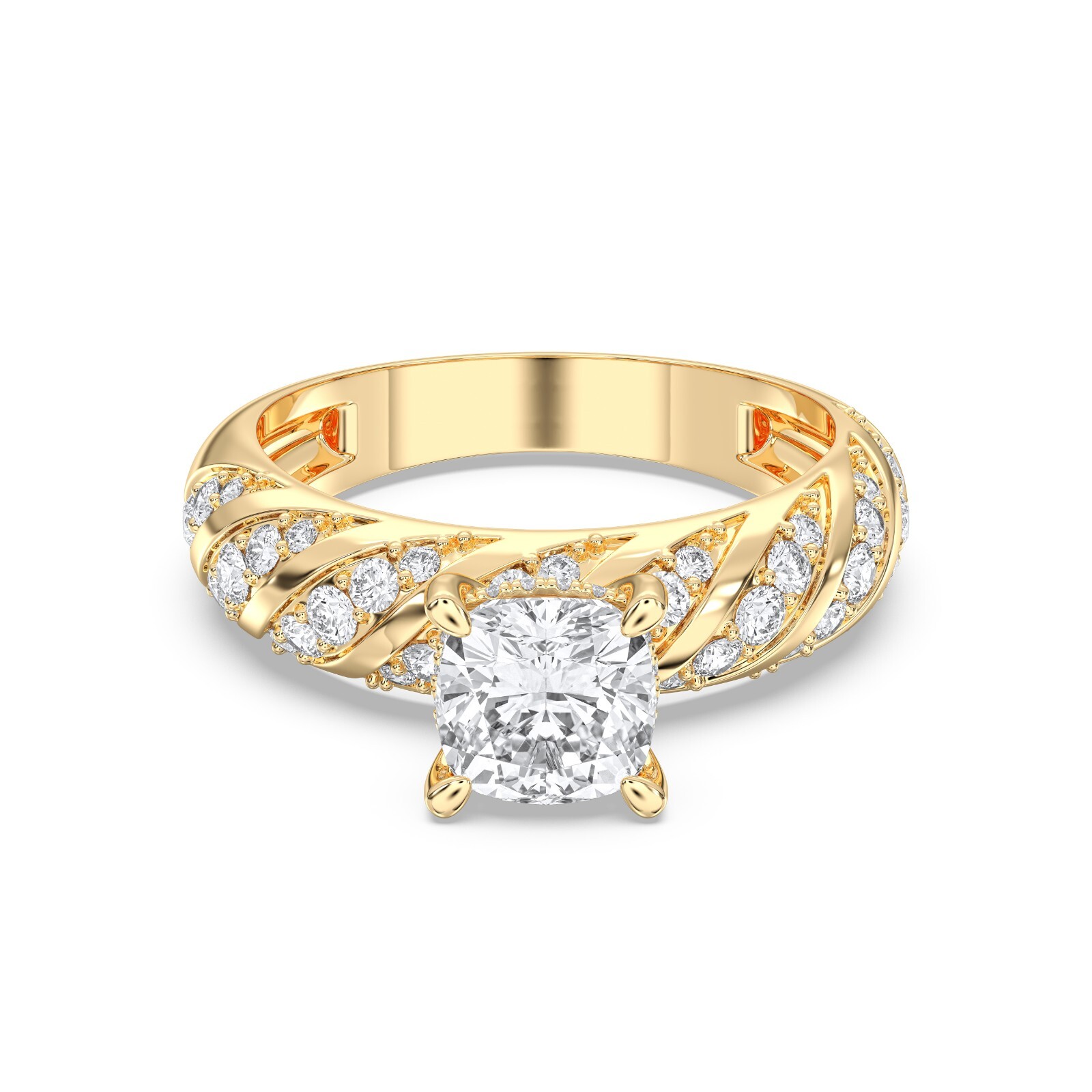 2.60 Carat Cushion Moissanite Stone Luxuries Style Engagement Ring in Silver