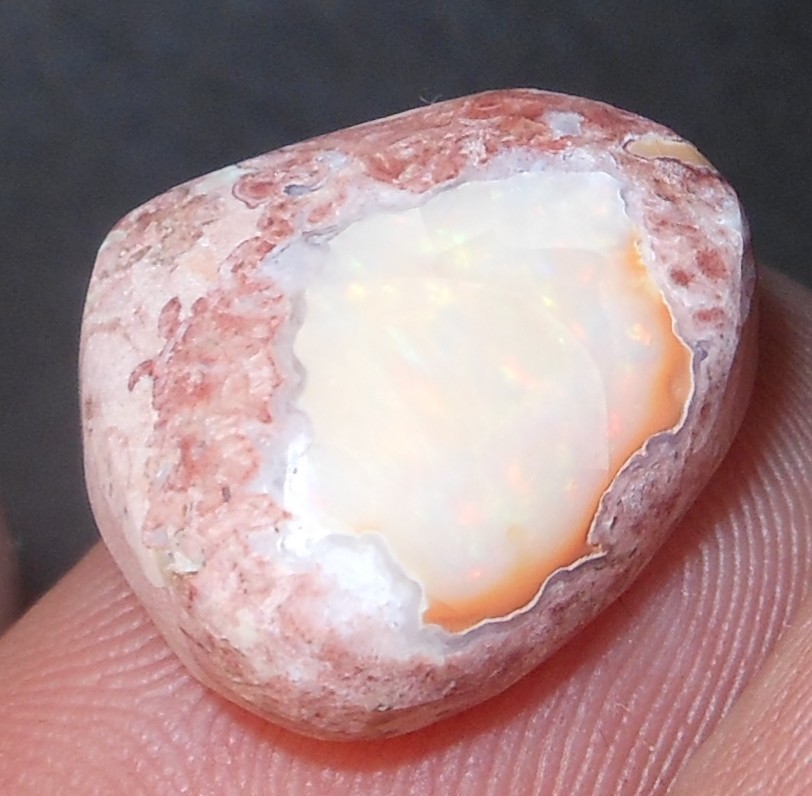 11.15ct Mexican Fire Opal 16.9×14.2×8.6mm Freeform Cabochon white opal