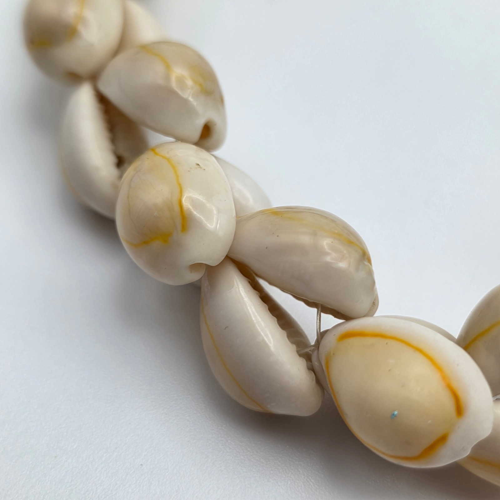 Natural Cowrie Shell Necklace 36 In Continuous Strand Boho Beach 18mm