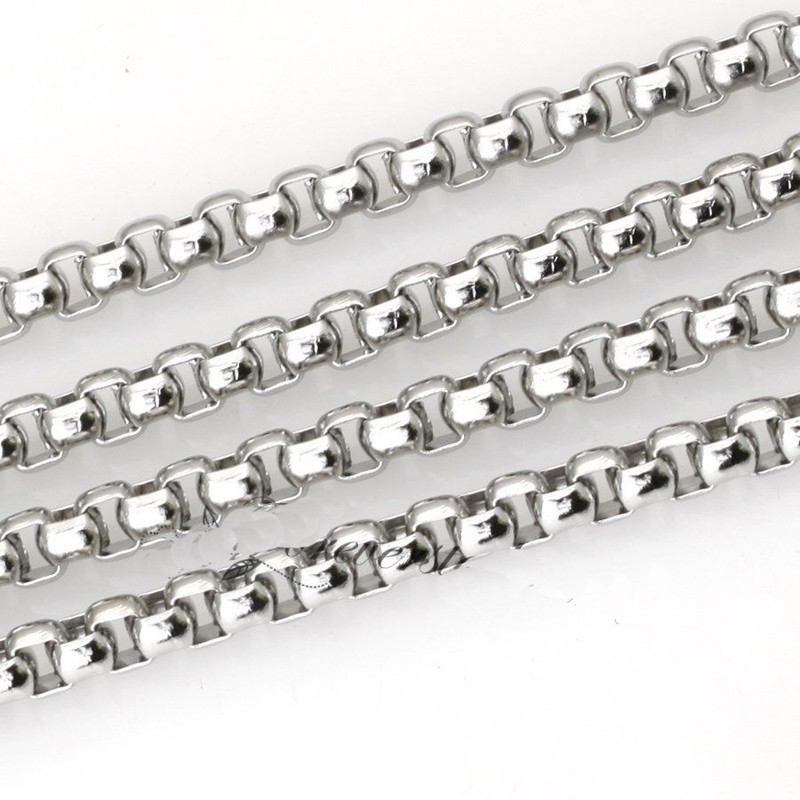 Silver Rolo Box Chain Stainless Steel Necklace Jewel 1/2/3/4/5/7MM For Men Women