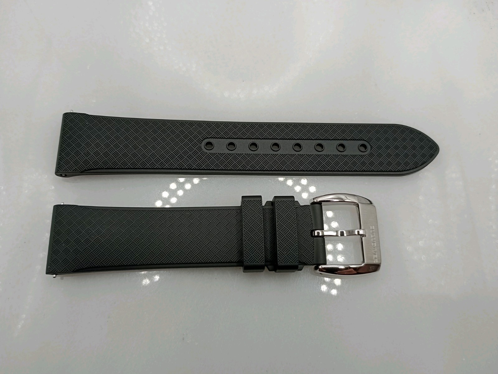New 20mm Watchgecko Zuludiver HNBR Rubber Watch Strap Black Quick Release 6B360