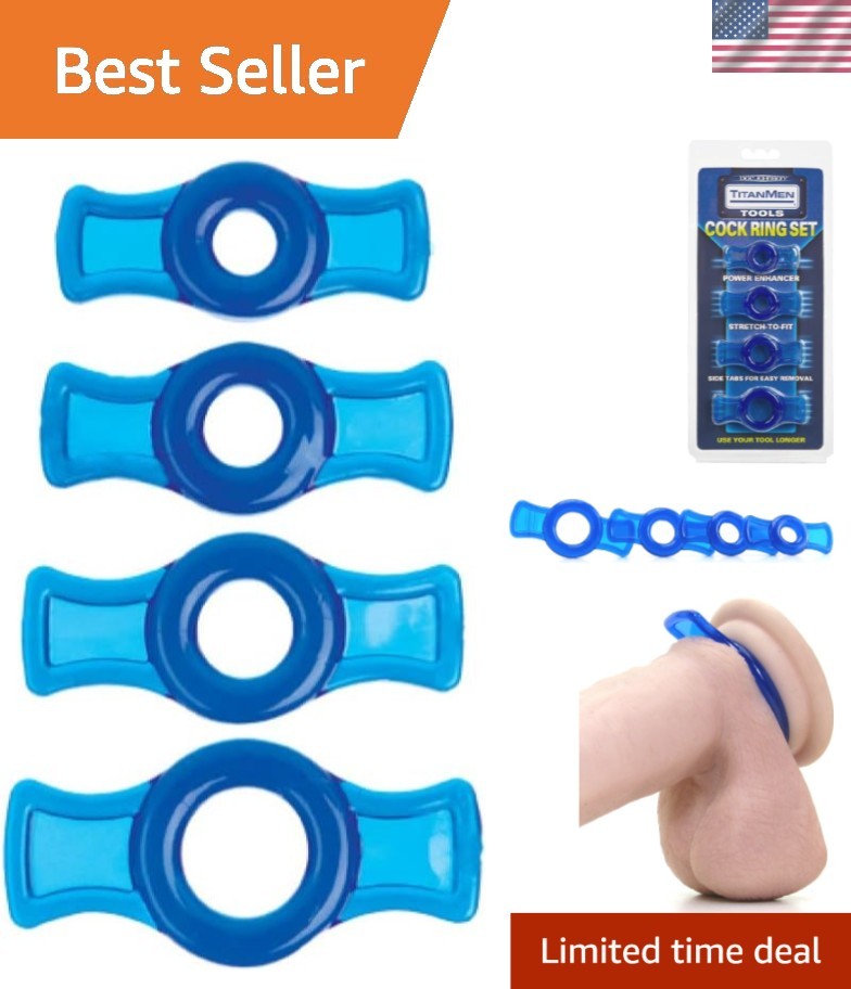 TitanMen Adjustable C-Ring Set – 4 Sizes for Firmer Erections – Body-Safe TPR