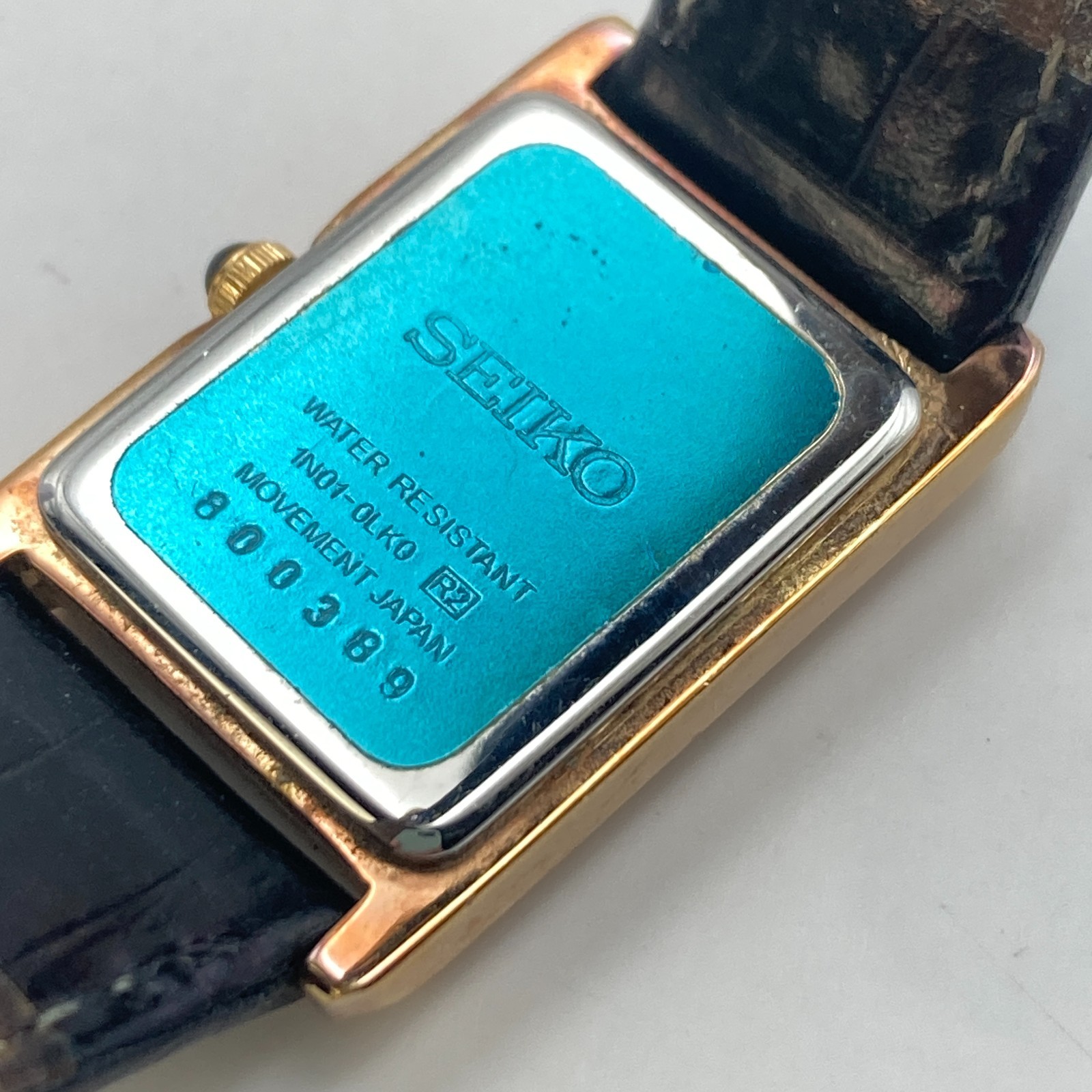 Vintage Seiko Women’s Tank Watch 18mm Gold Tone 1N01-0LK0 WR New Battery 7.5″