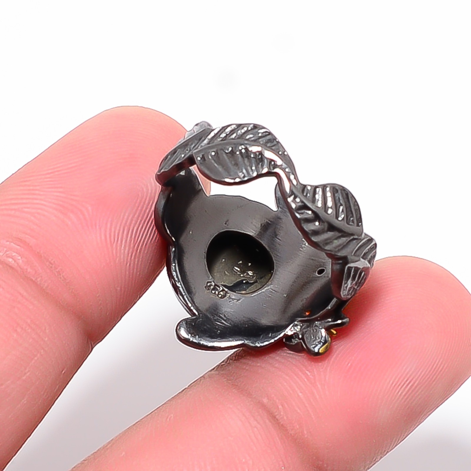 Healer’S Gold Pyrite In Magnetite 925 Sterling Silver Ring S.8 R87324