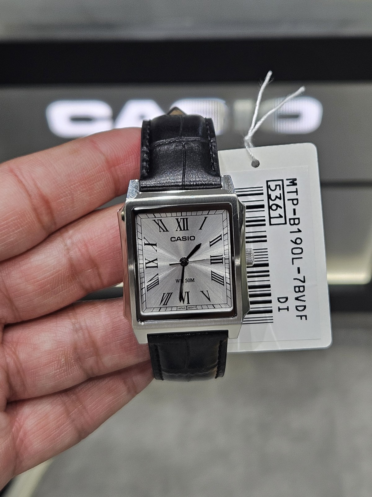Casio MTP-B190L-7BV Tank Watch White Dial Leather Strap NEW 2026 Roman 50M