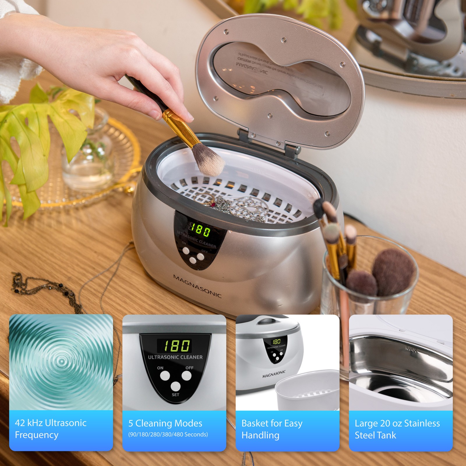 Magnasonic Professional Ultrasonic Jewelry Cleaner Machine for Rings, Necklaces