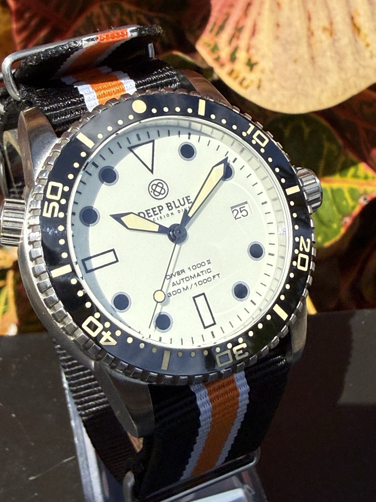 Deep Blue Precision Diver 1000 II 40mm White Full Lume Dial Nato Box Papers