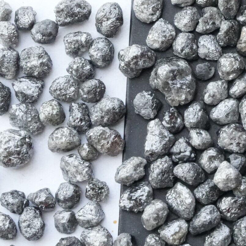Natural BLACK Uncut Raw Premium African Loose Diamonds 4 PCS 1.00 Ctw