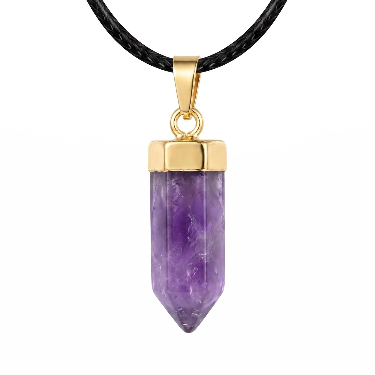 6PCS Crystal Hexagonal Point Stone Pendant Necklace for Women Healing Chakra