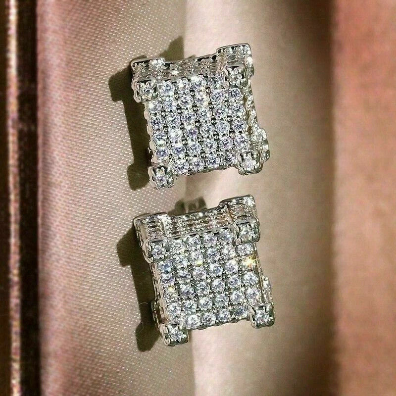 3.1Ct Round Cut Lab Created Diamond Men’s Stud Earring 14K Yellow Gold Plated