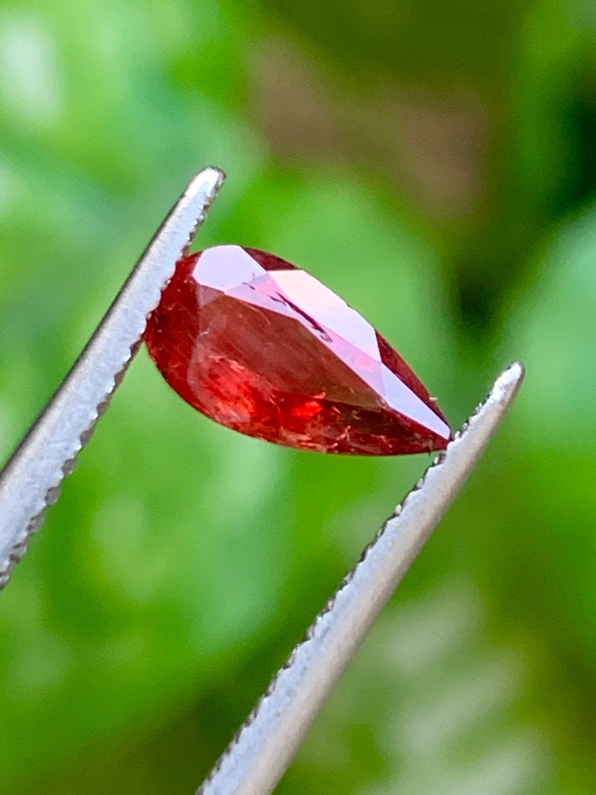 Rare Pigeon Blood Red Oregon Sunstone 0.75 Crt Pear Faceted Loose Feldspar Gem