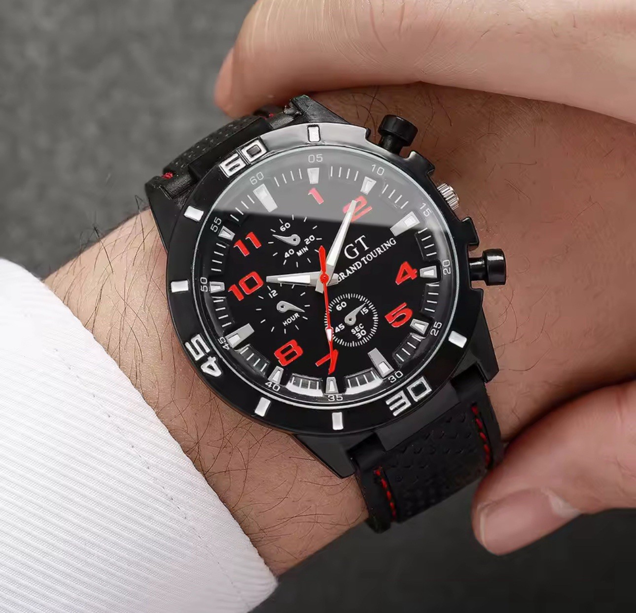 GT Grand Touring Men’s Quartz Chronograph Analog Watch Black Dial 44-47.9mm 3ATM