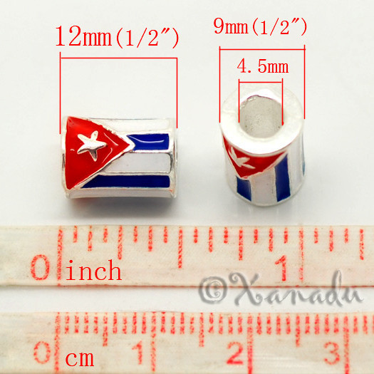 Flag Of Cuba European Bead – Cylindrical Cuban Flag For European Charm Bracelets