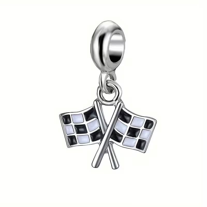 RACE FLAGS Dangle Spacer Bead European Charm for Bracelets Necklace