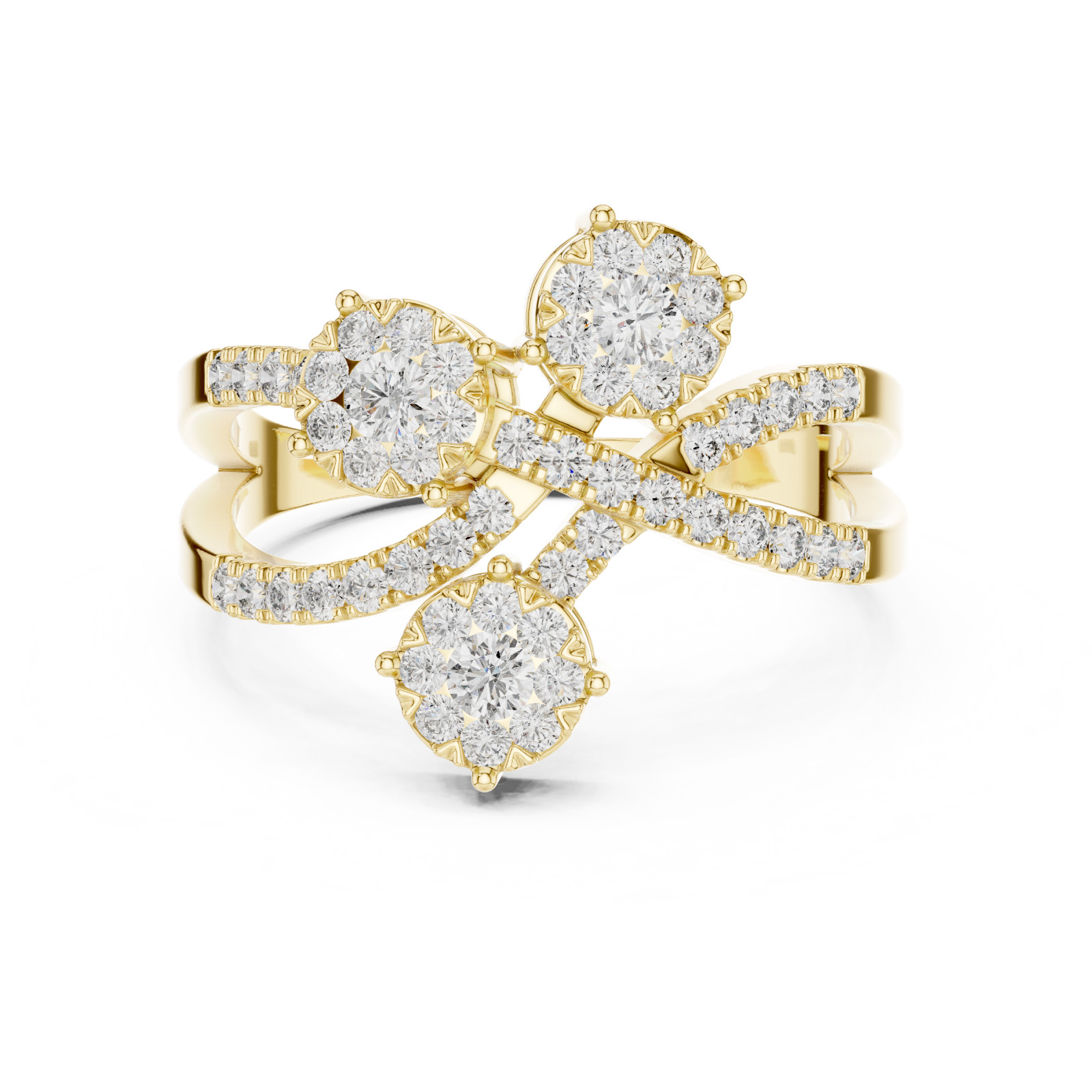 Natural 55 Pc Round Certfied VVS1 White Diamond Wedding Designer Ring 925 Silver