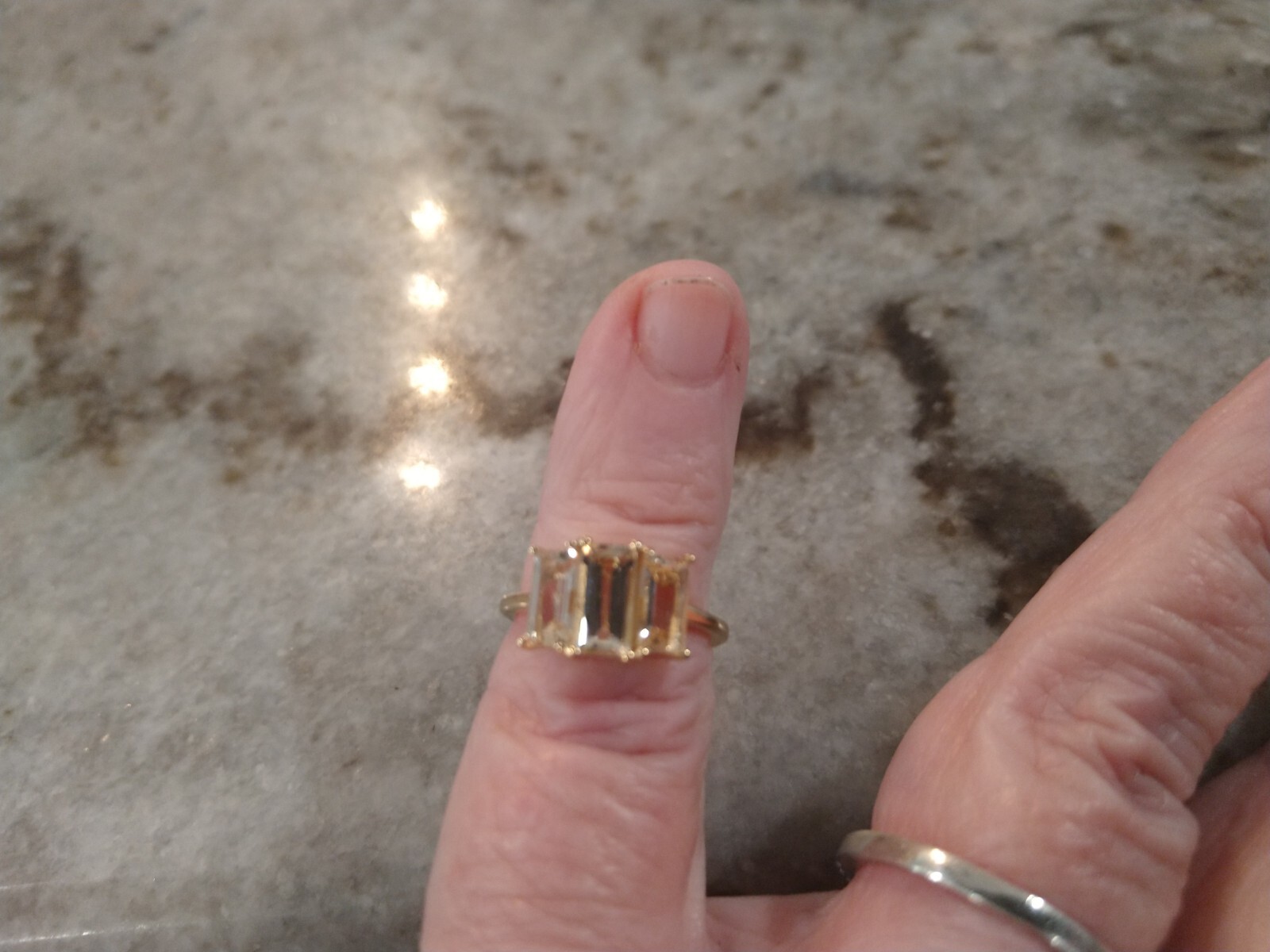 PREMIUM NATURAL GOLDEN IMPERIAL TOPAZ TRILOGY RING/VermeilRG/SS. Sz 5, 2.15TCW