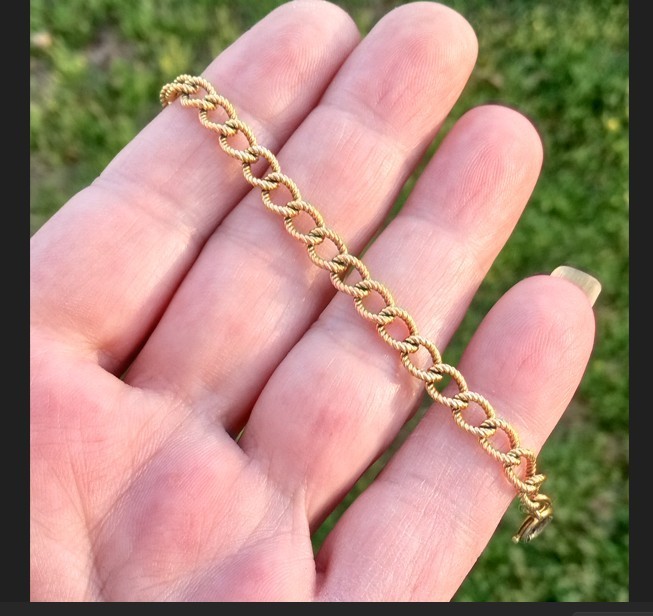 Vintage 12kt Rose Gold Filled GF Fancy Link Bracelet 6g, 7in., Signed Wells