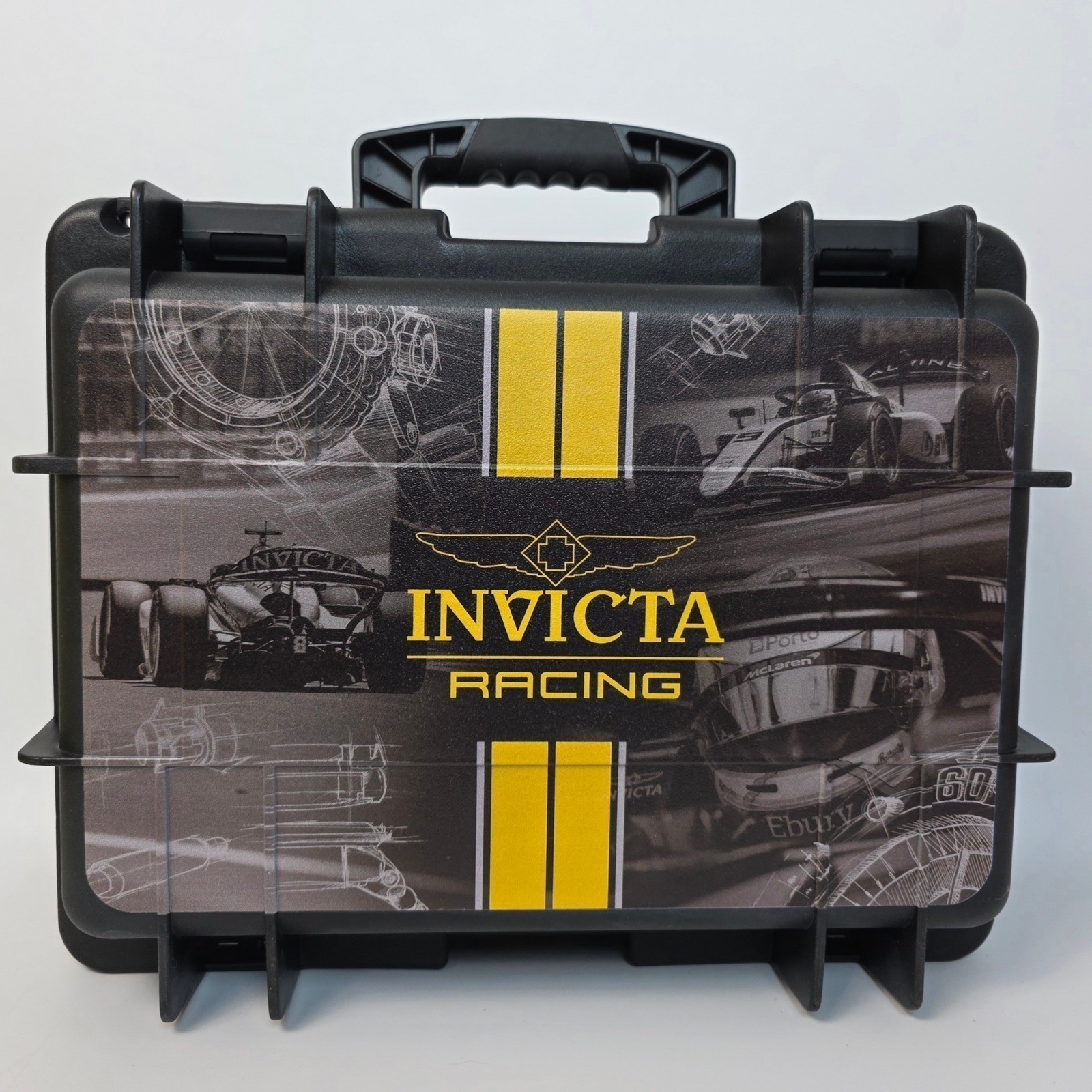 Invicta Racing 8 Slot Watch Impact Case Black Yellow Formula 1 Collector Box