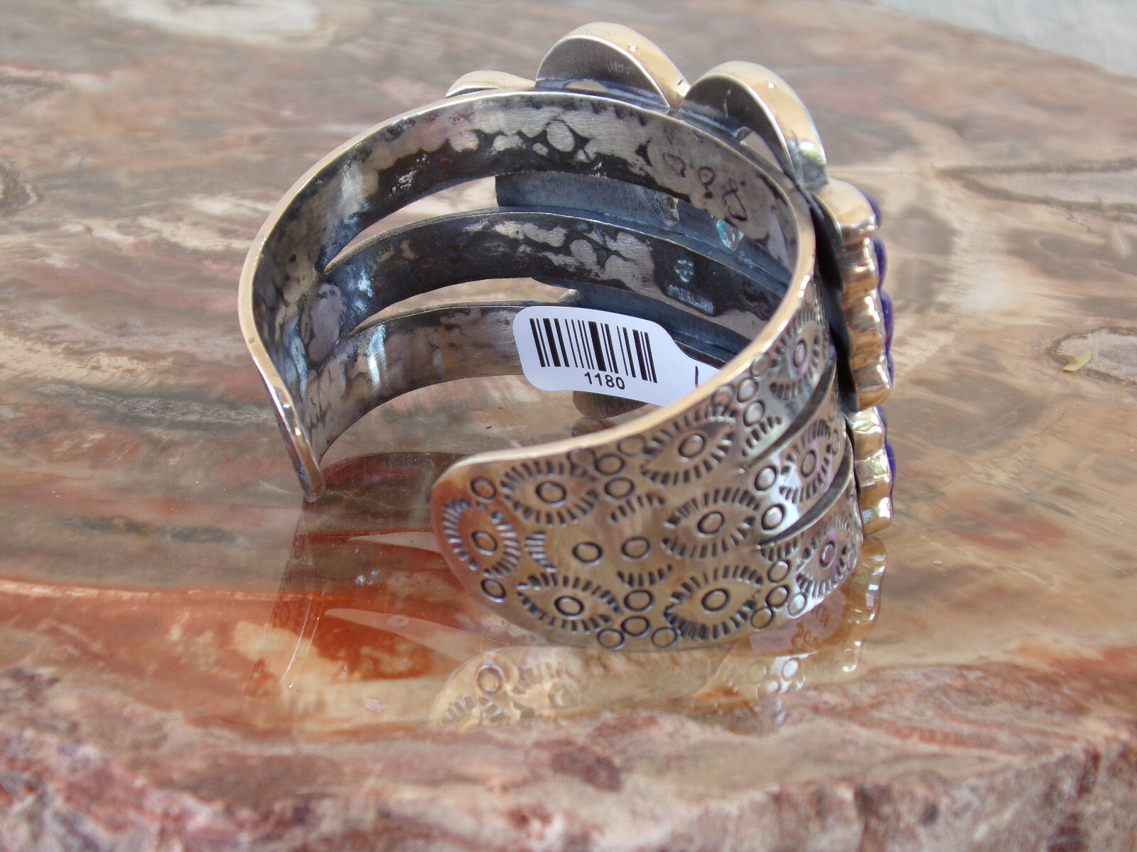 FEDERICO JIMENEZ Sterling & Natural Lapis -Turquoise Butterfly Bracelet 6 3/8 In