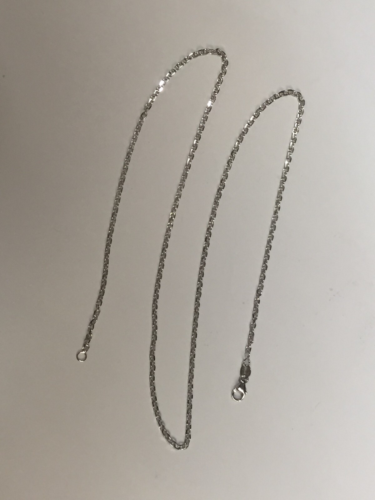 18k White Gold 18″ Solid Cable Link Pendant Chain/Necklace 1.4 mm 3 grams