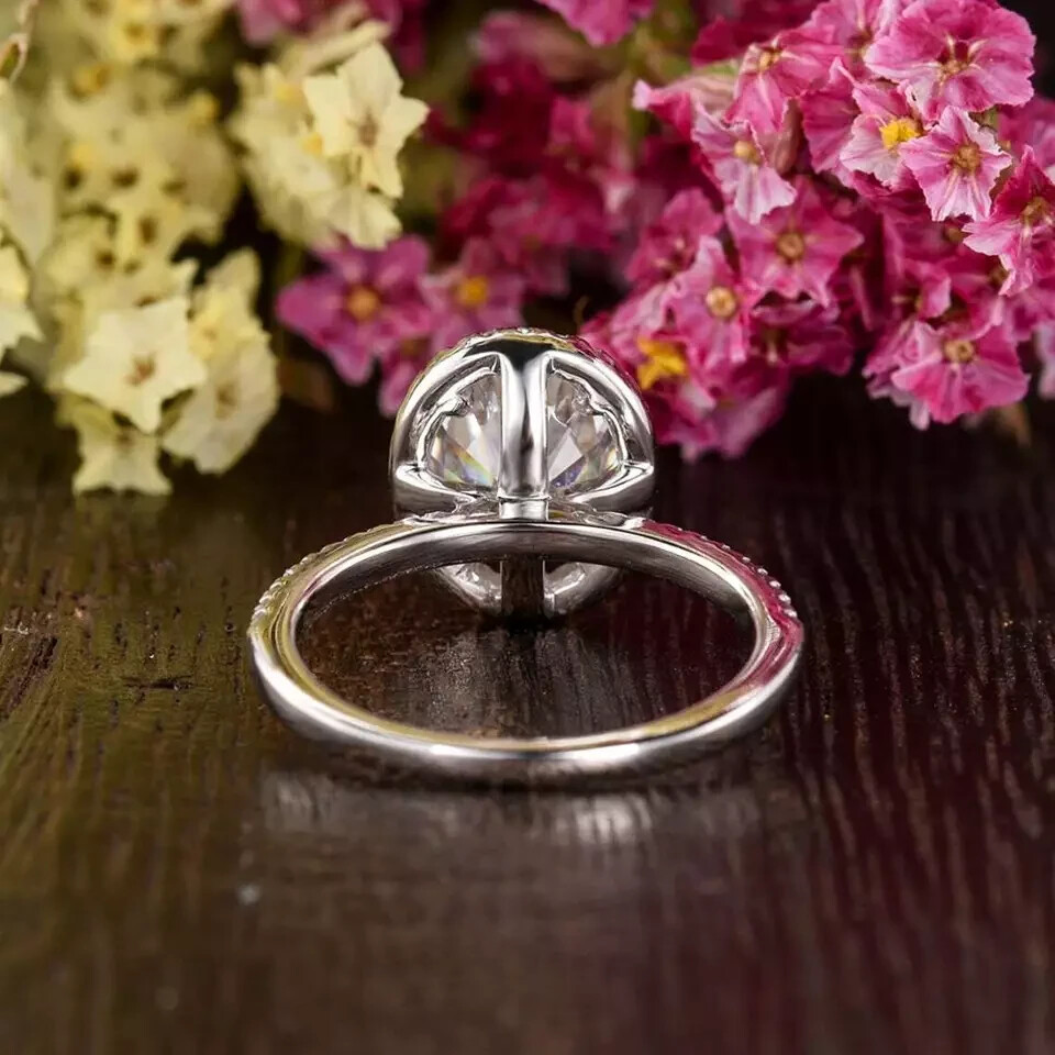 3Ct Lab Created Halo Diamond Engagement Wedding Ring 14K Rose Gold Finish