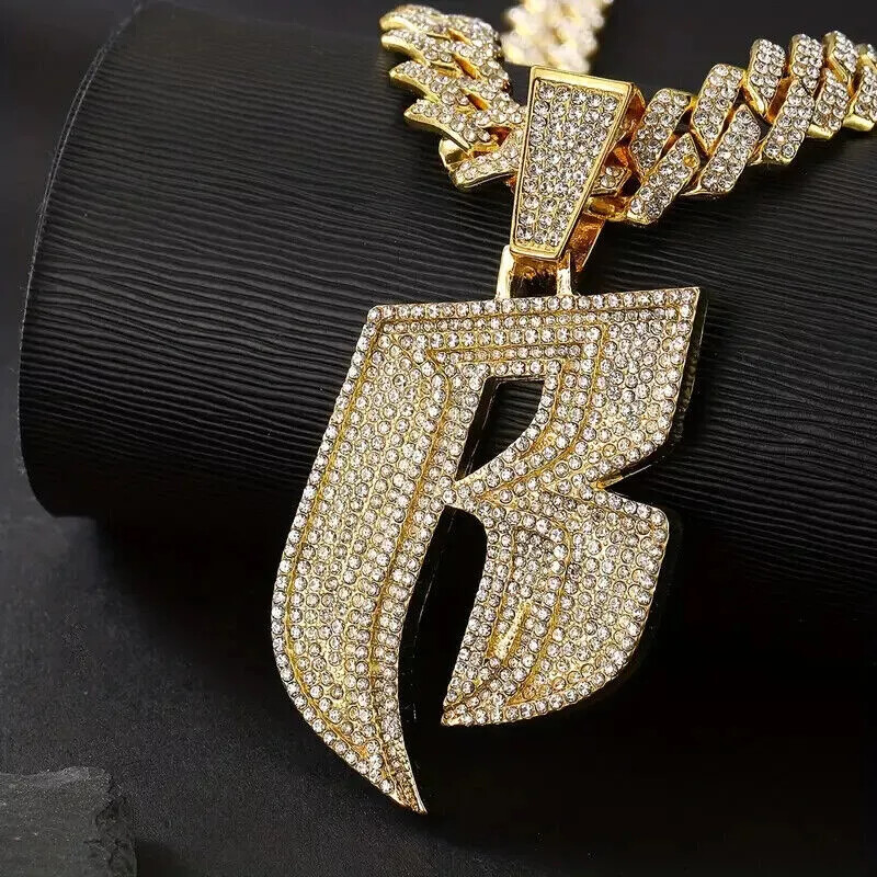 Ruff Ryder Pendant & 18″ 20″ 24″ Iced Cubic Zirconia Chain Hip Hop Necklace