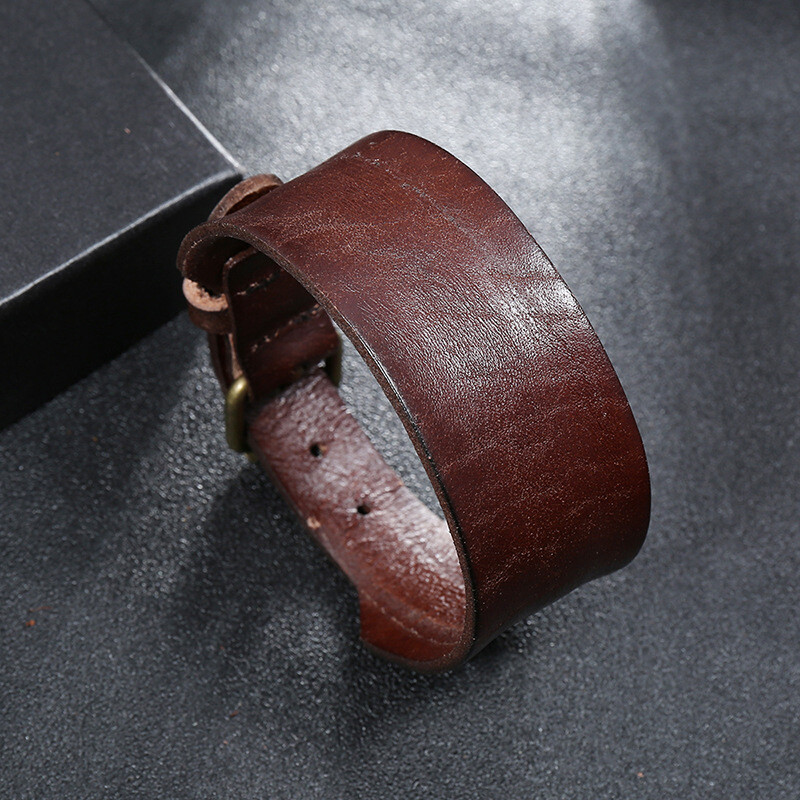 Men Women Punk Wide 3cm Leather Belt Wristband Bangle Cuff Bracelet Adjustable