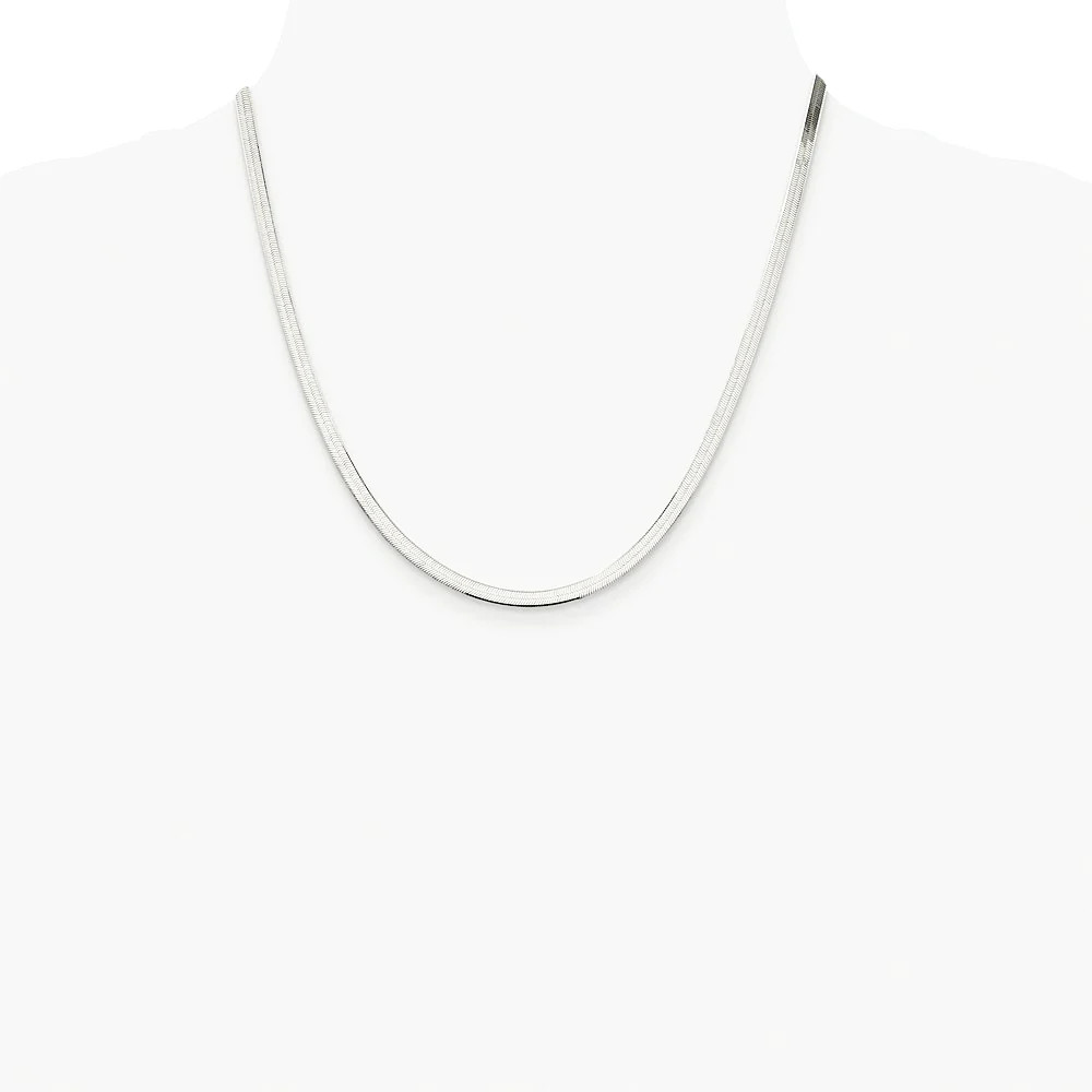 Sterling Silver Rhodium-Plated 3.5mm Magic Herringbone Chain Necklace 16″-24″