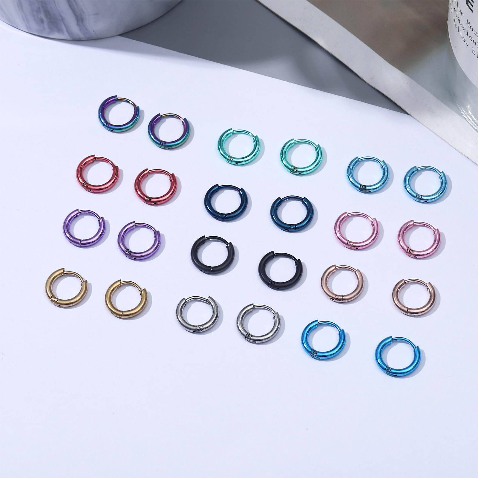 NEWITIN 12 Pairs Surgical Stainless Steel Hoop 8 millimeters, Classic