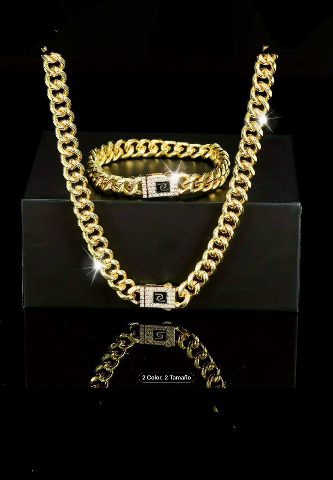 Necklace & Bracelet Hip Hop Style Jewelry Set Trendy Cuban Chain Cubic Zirconia